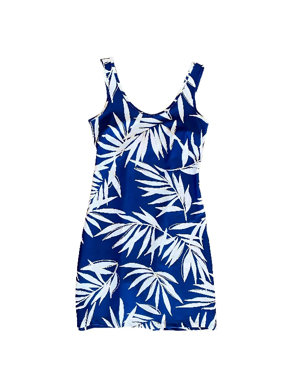 Bali Tank Dress Navy Palm Leaf