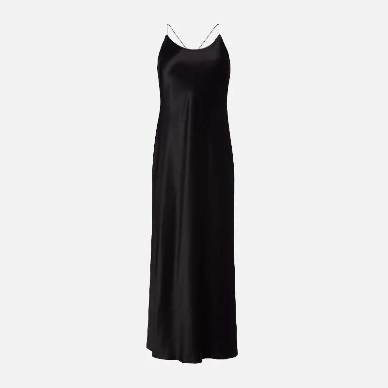 Nensi Dojaka for Calvin Klein Open Back Silk Satin Dress - Black