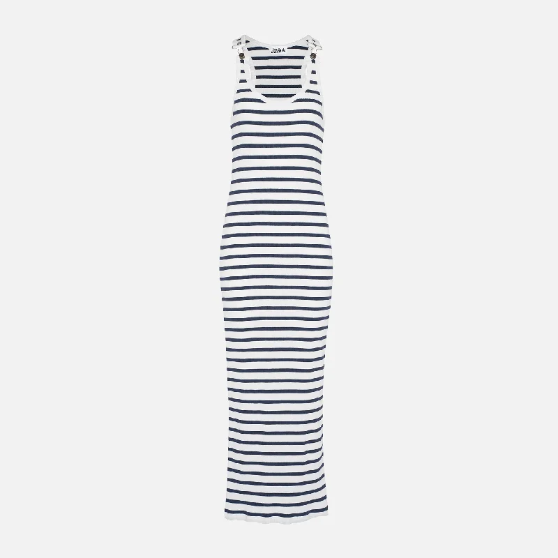 Jean Paul Gaultier Ribbed Mariniere Long Dress - White