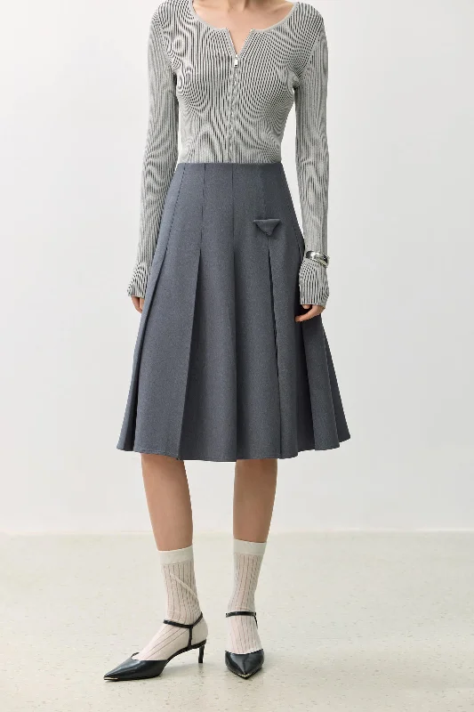 LILY Grey Pleated Skirt