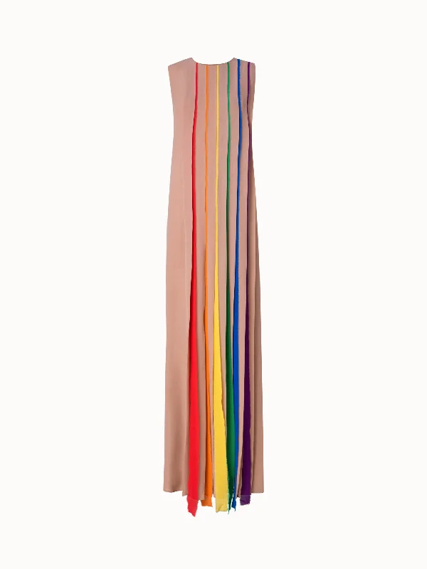 Silk Georgette Gown with Multicolor Pleats