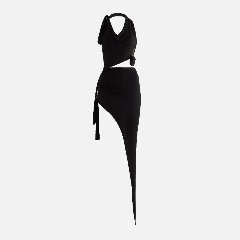 Sami Miro Vintage Tied Up Asymetric Cutout Dress - Black