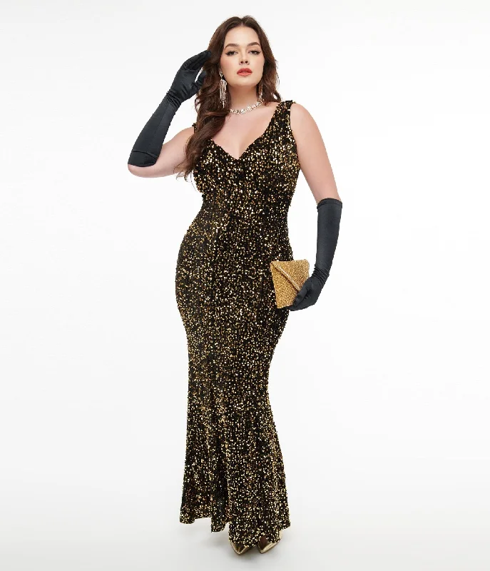 Unique Vintage 1930s Gold Sequin Goldwyn Gown