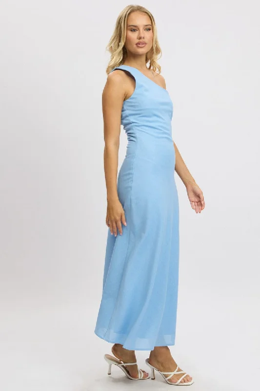 Blue One Shoulder Maxi Dress