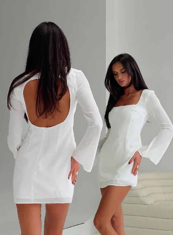 Brunet Long Sleeve Mini Dress White