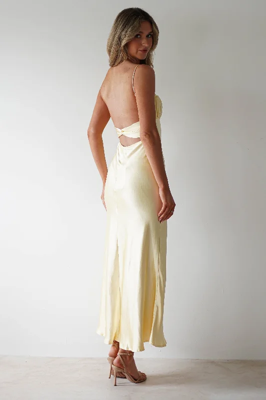 Grace Soft Satin Maxi Dress | Yellow