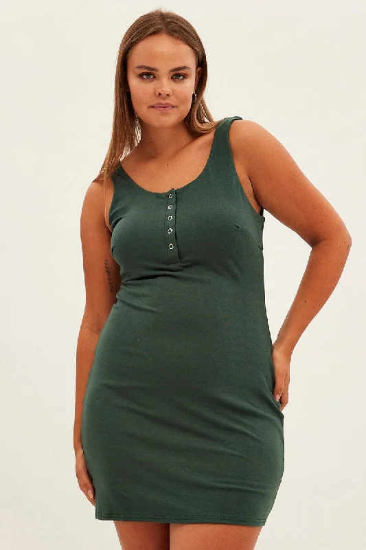 Green Bodycon Sleeveless Mini Dress