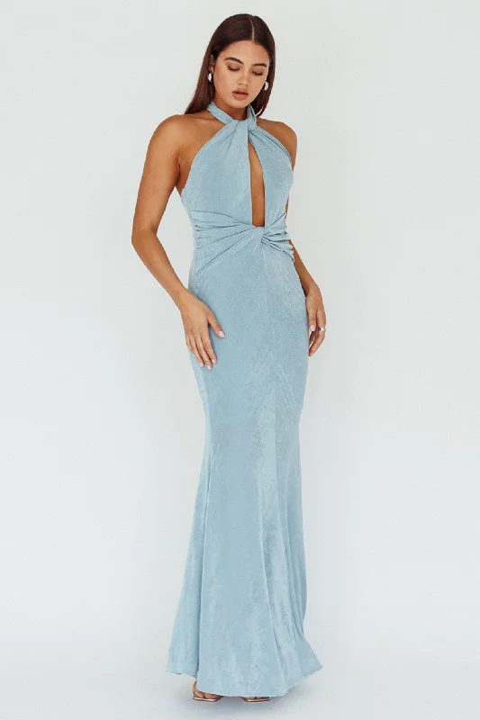 Ileana Twist Bodice Maxi Dress Light Blue