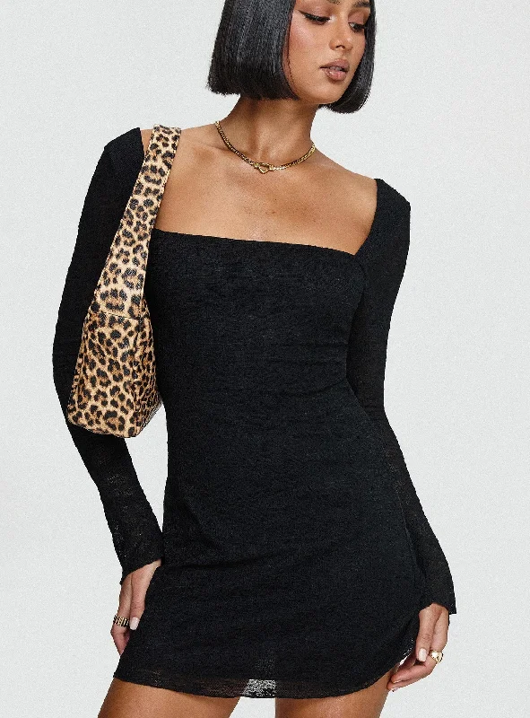 Lanchester Long Sleeve Mini Dress Black