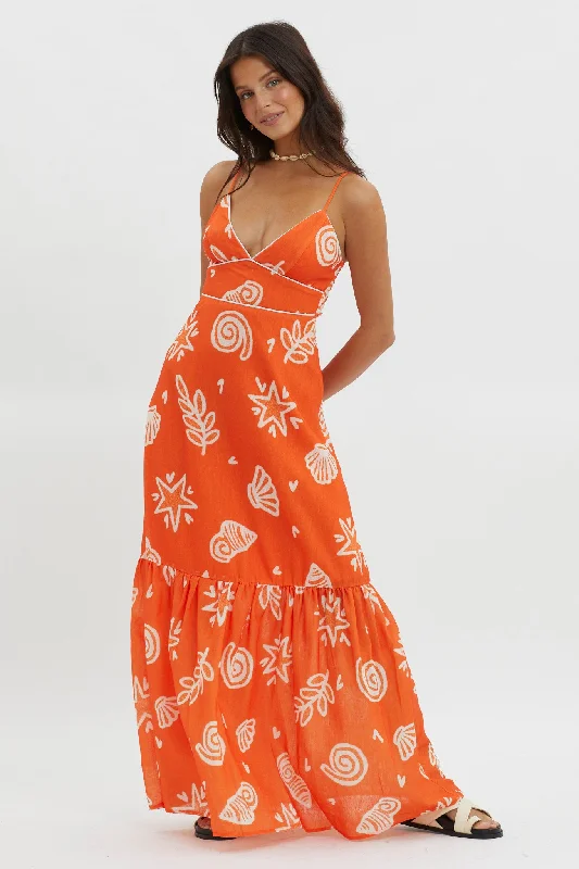 Later Days Cami Strap Maxi Dress Print Red