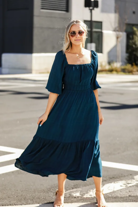 FINAL SALE - Make It A Date Teal Maxi Dress