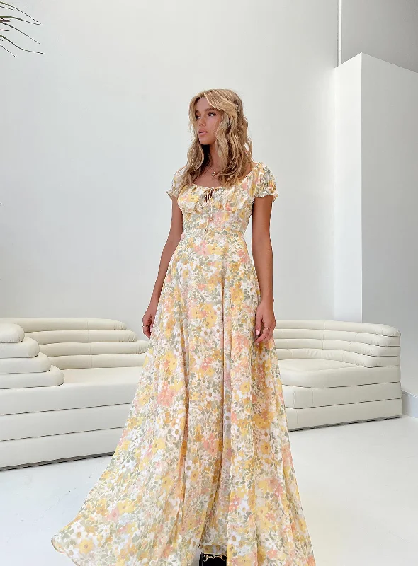 Masuda Maxi Dress Yellow Floral