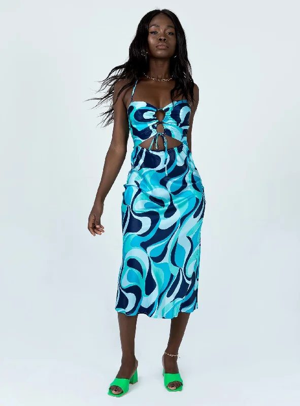 Mayia Midi Dress Blue Multi