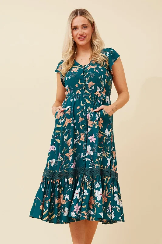 MOROCCO FLORAL MIDI DRESS