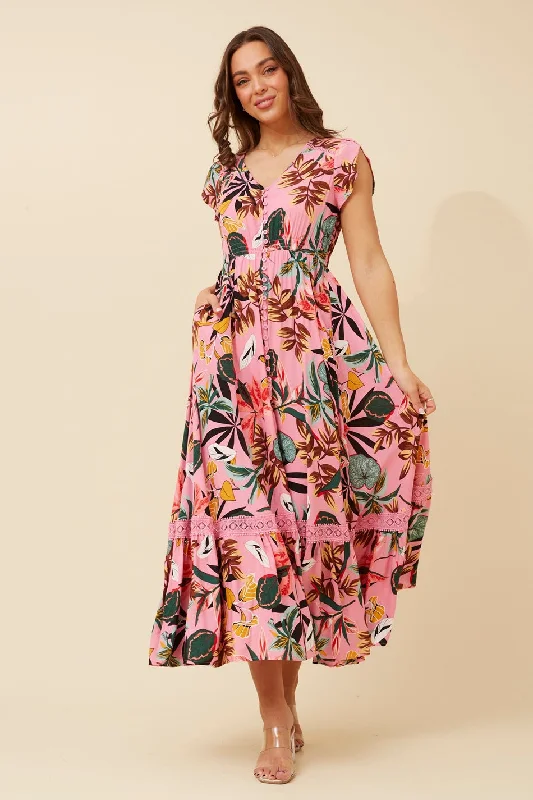 MOROCCO TROPICAL MAXI DRESS