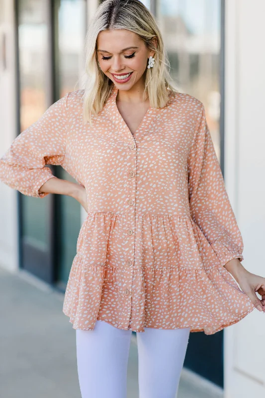 Near and Dear Salmon Pink Spotted Tunic