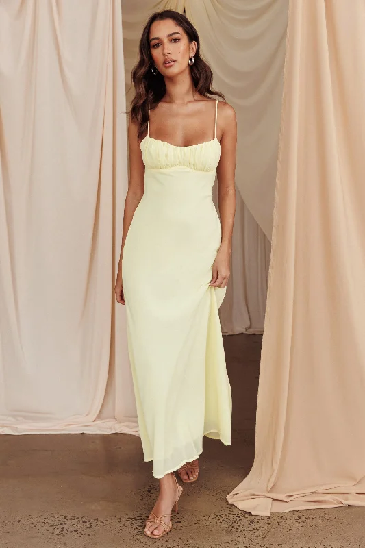 Nerida Twist Back Maxi Dress Lemon