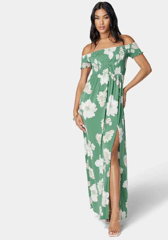 Off Shoulder Slit Maxi Dress