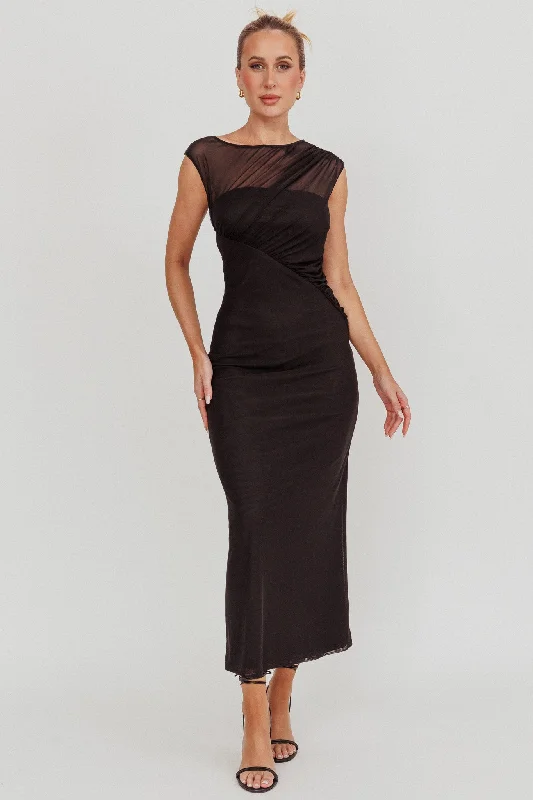 Passion Mesh Sleeveless Maxi Dress Black