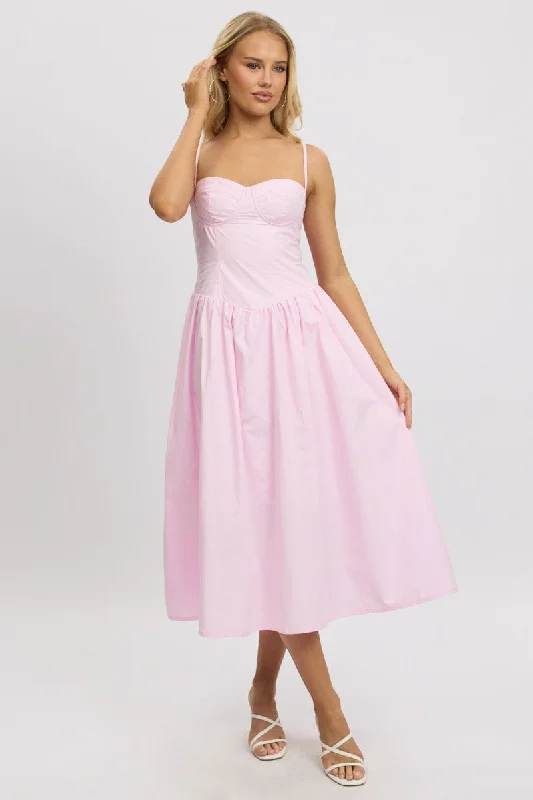 Pink Midi Dress Corset Bust