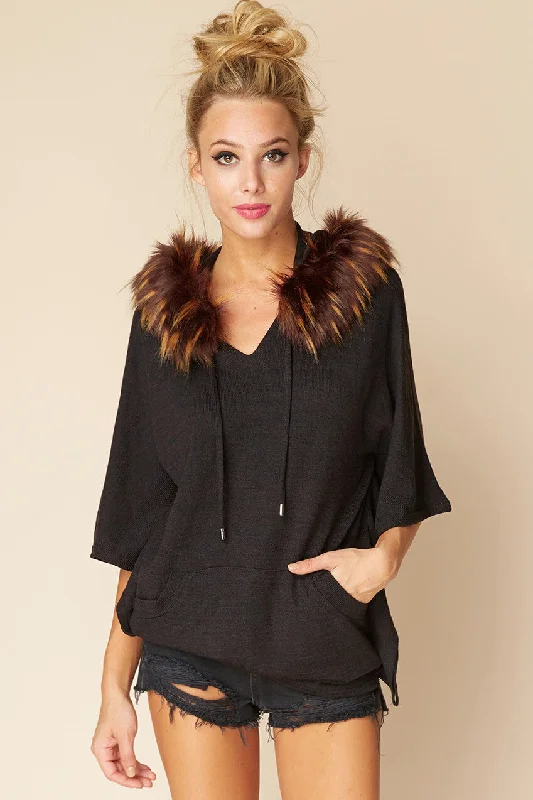 Sarie Faux Fur Sweater Black