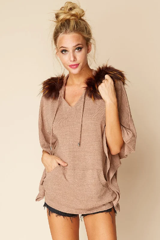 Sarie Faux Fur Sweater Mocha