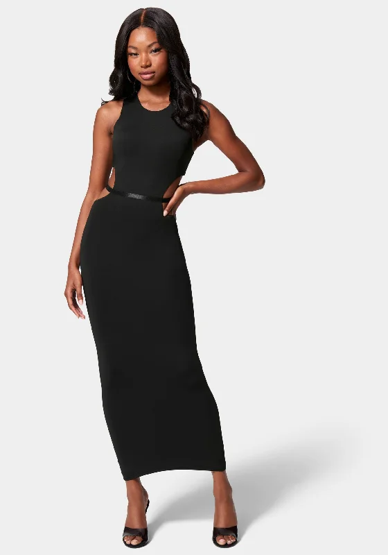 Slinky Side Cutout Midi Dress