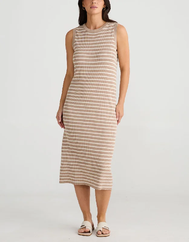 Squad Midi Dress - Taupe/Ecru