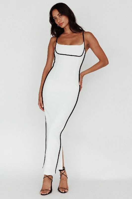 Sunny Coast Piping Trim Maxi Dress White/Black