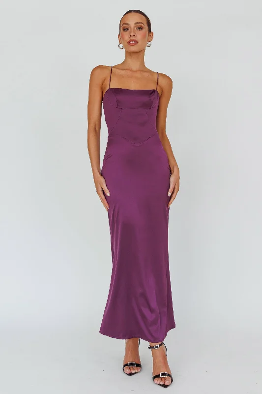 Teneal Lace-Up Back Maxi Dress Plum