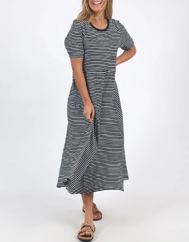 York Stripe Midi Dress - Navy/White Stripe