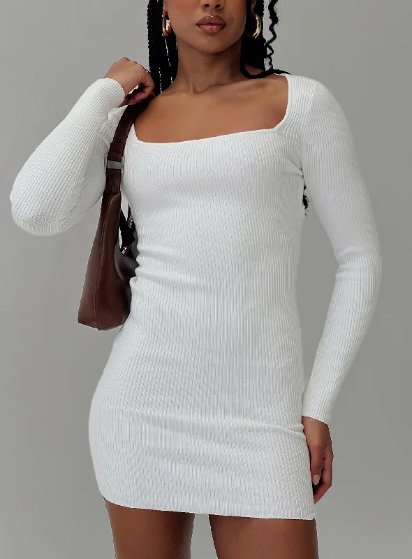 Zaatar Long Sleeve Mini Dress White