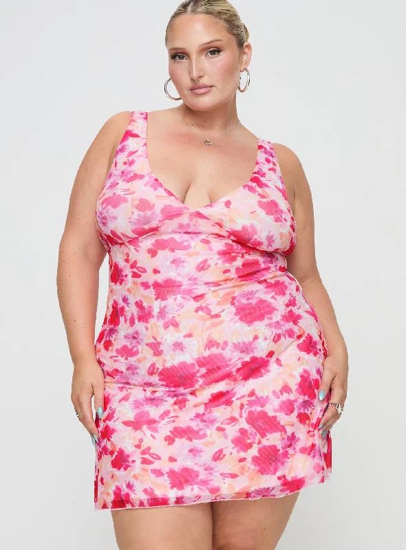 Zuba Mini Dress Pink Floral Curve